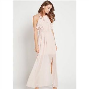 BCBG ruffle maxi dress with split hem
